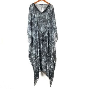 Natori Black & White Marbled Kaftan Swim Coverup